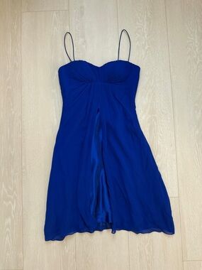 Aidan Mattox Royal Blue Silk Mini Dress